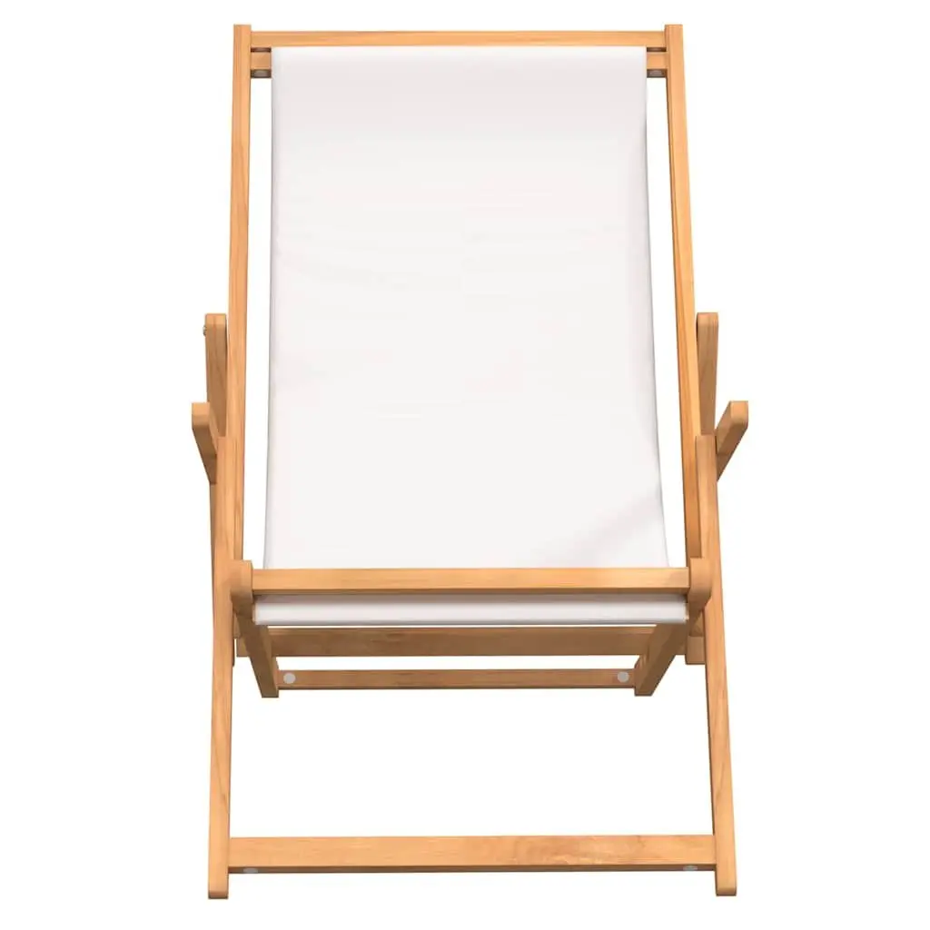 Folding Beach Chair Outdoor Garden Solid Teak Wood Adjustable Backrest