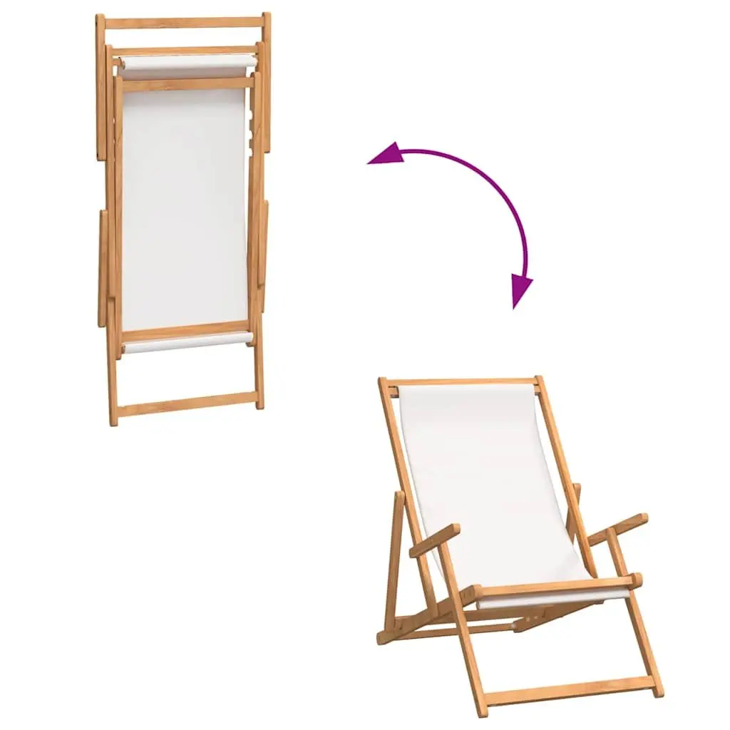 Folding Beach Chair Outdoor Garden Solid Teak Wood Adjustable Backrest