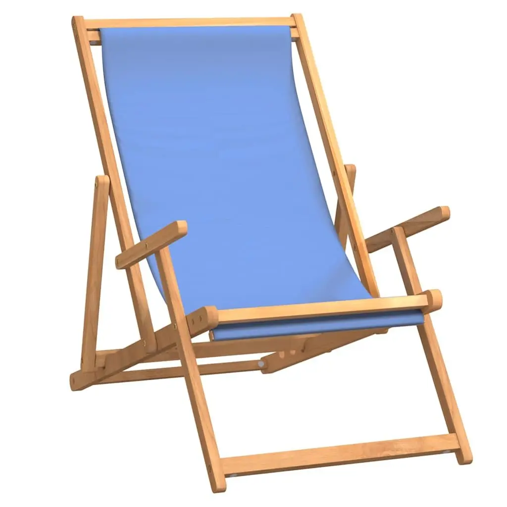 Folding Beach Chair Solid Teak Wood Outdoor Garden Deck Chair Adjustable