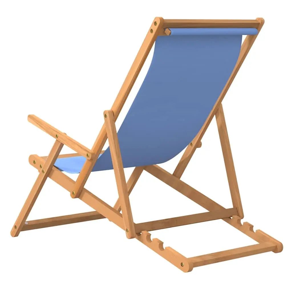Folding Beach Chair Solid Teak Wood Outdoor Garden Deck Chair Adjustable