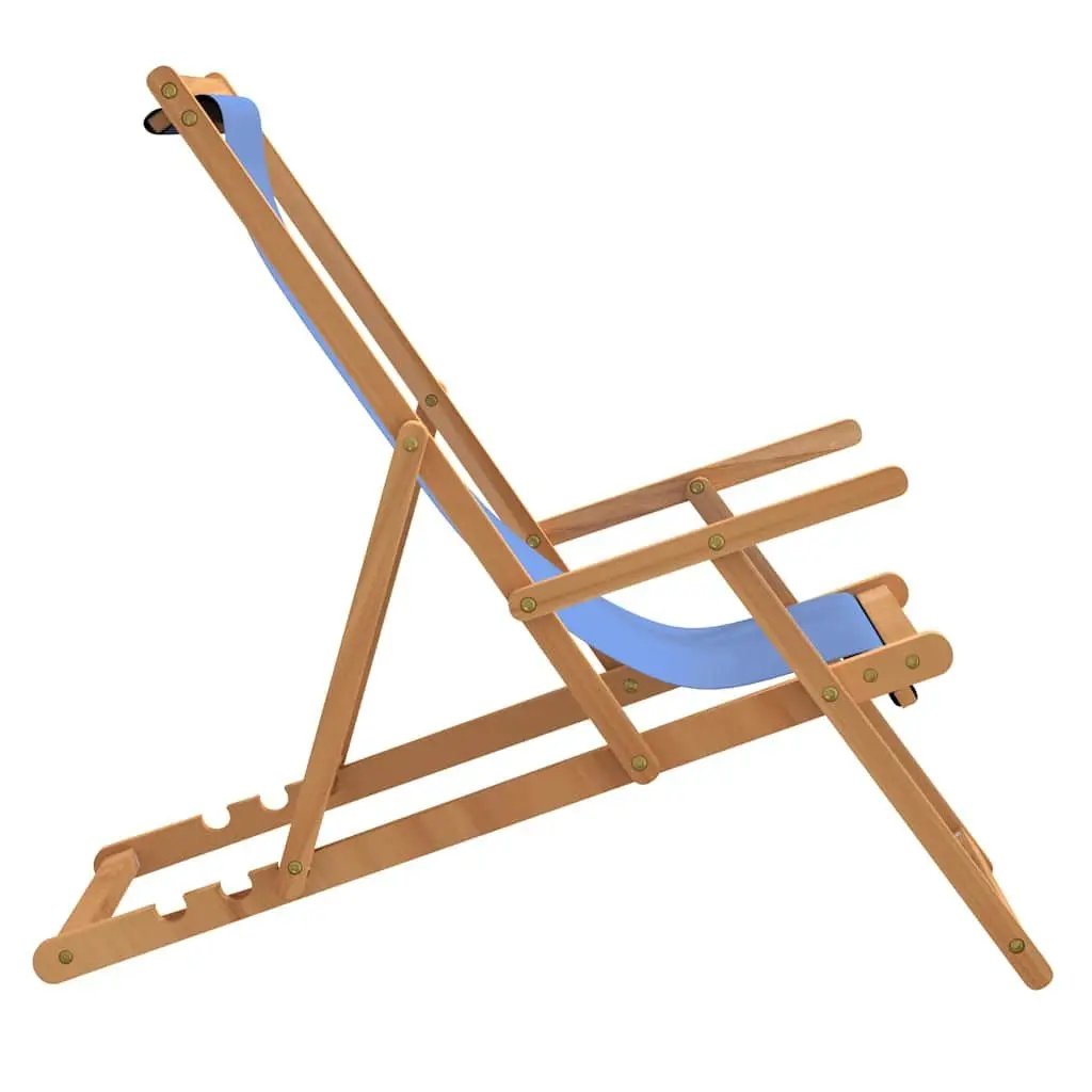 Folding Beach Chair Solid Teak Wood Outdoor Garden Deck Chair Adjustable