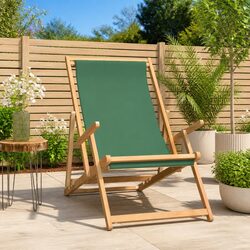 Folding Beach Chair Solid Teak Wood Outdoor Garden Deck Lounge Adjustable