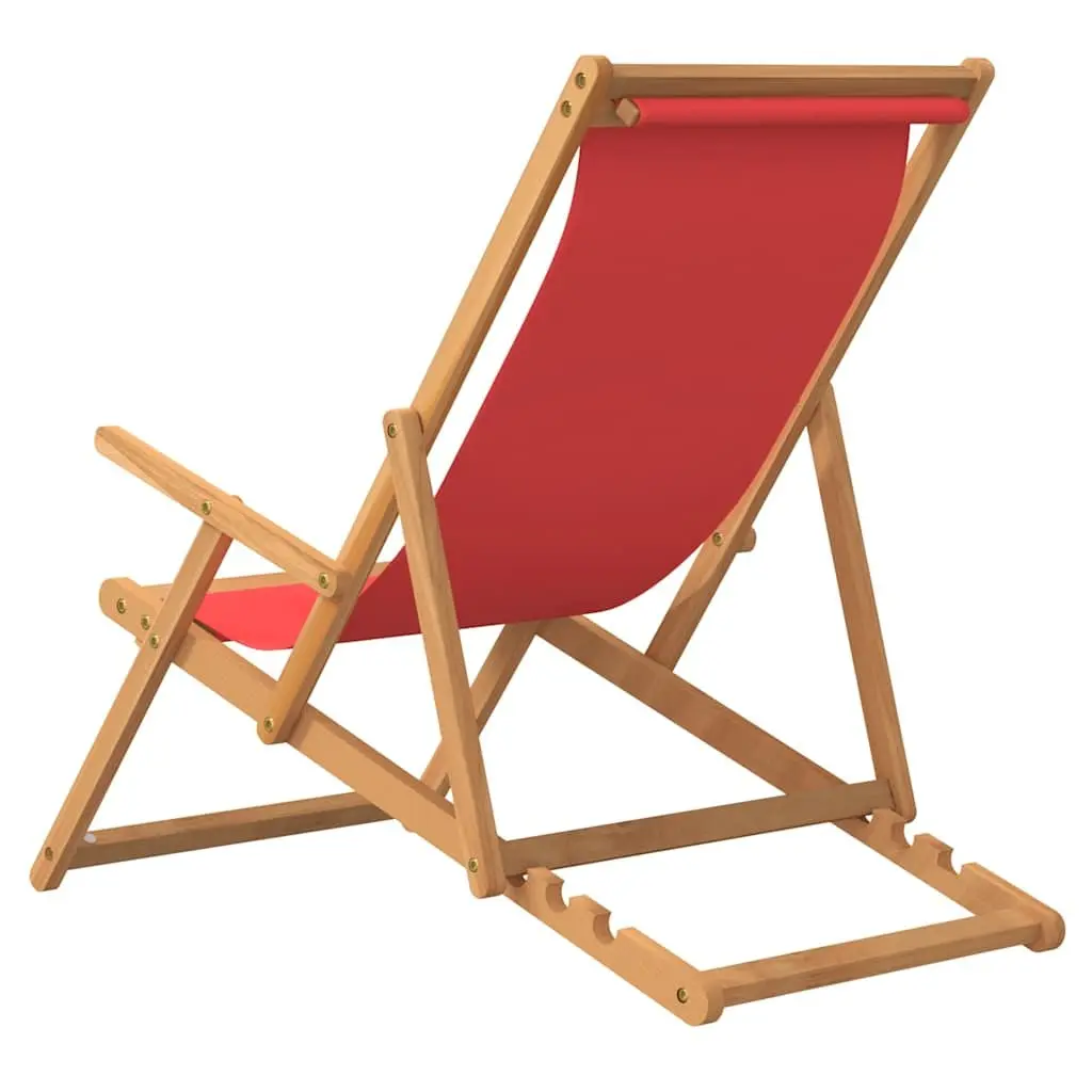 Folding Beach Chair Outdoor Garden Adjustable Solid Teak Wood