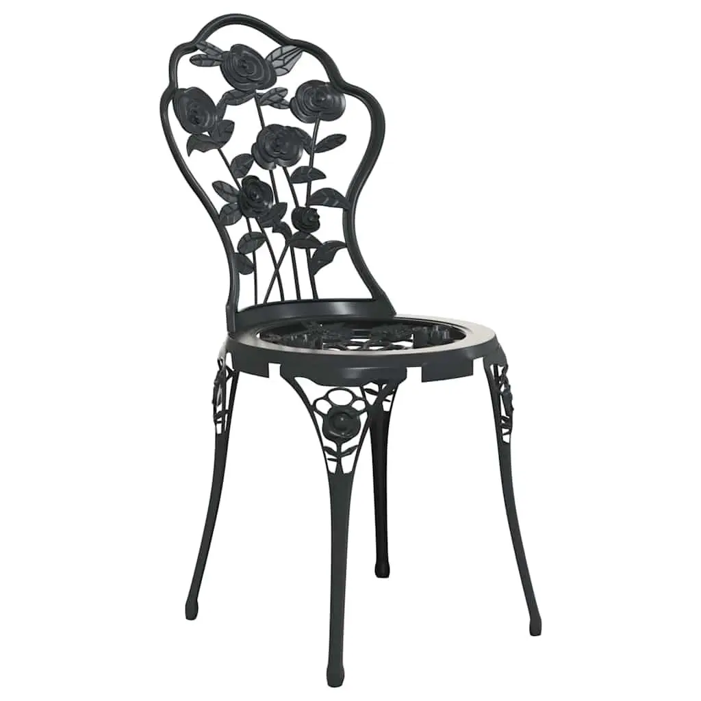 3 Piece Bistro Set Outdoor Use Black Cast Aluminium Garden Patio Furniture