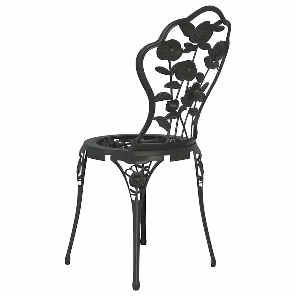 3 Piece Bistro Set Outdoor Use Black Cast Aluminium Garden Patio Furniture