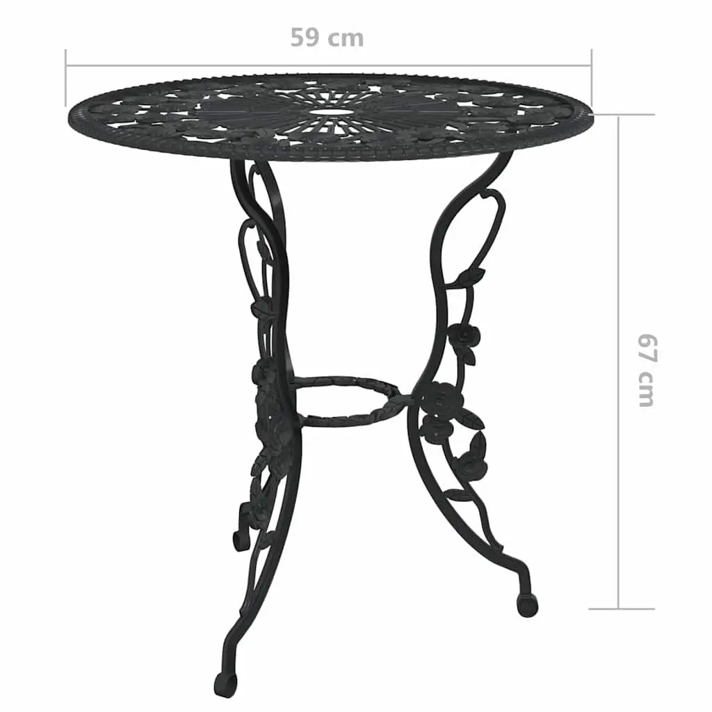 3 Piece Bistro Set Outdoor Use Black Cast Aluminium Garden Patio Furniture