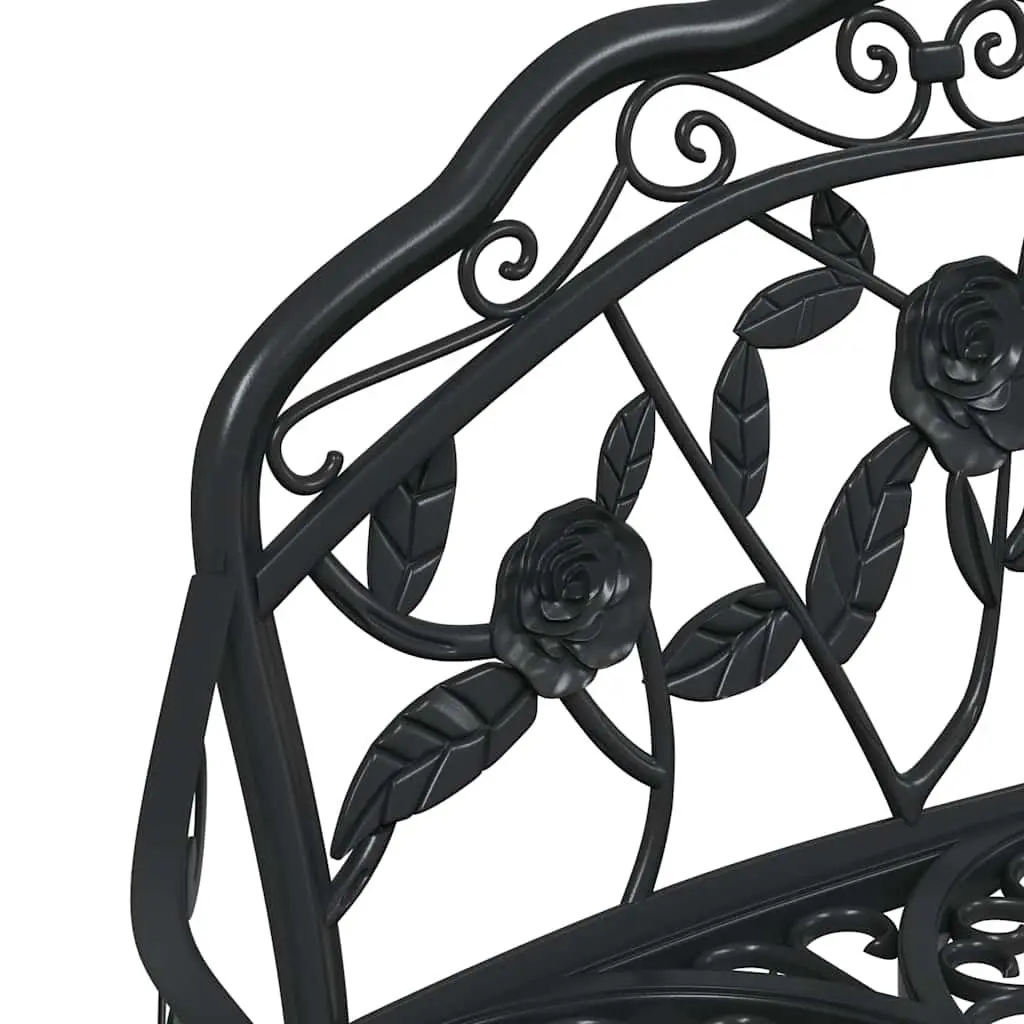 Outdoor Garden Bench 99cm Cast Aluminium Patio Seating Black Ornate Design