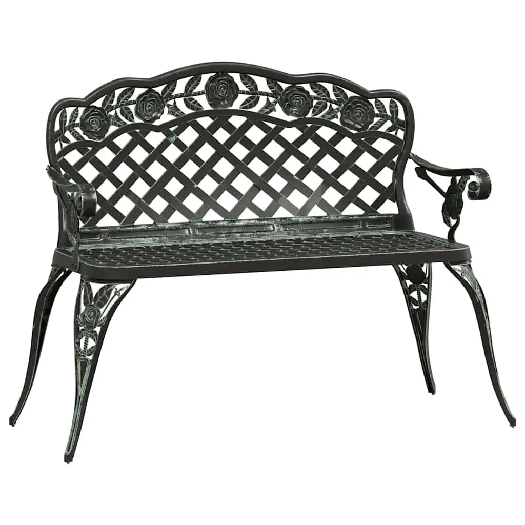 Garden Bench 108cm Outdoor Seating Cast Aluminium Patio Ornate Scrollwork Design