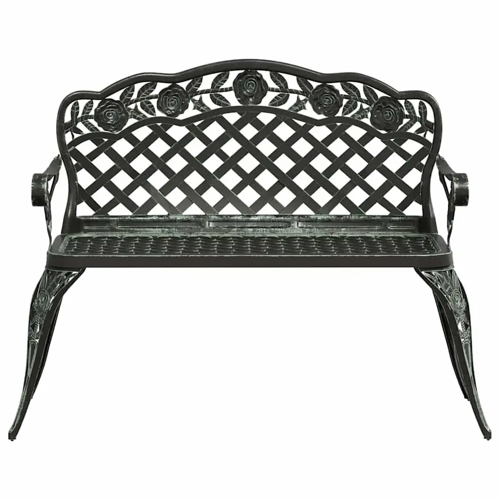 Garden Bench 108cm Outdoor Seating Cast Aluminium Patio Ornate Scrollwork Design