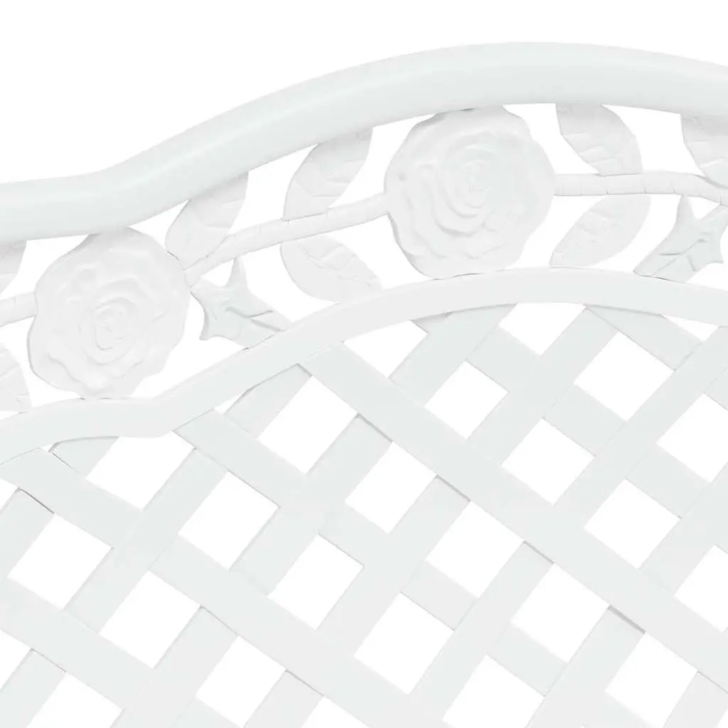 Outdoor Garden Bench 108cm Cast Aluminium White with Decorative Scrollwork