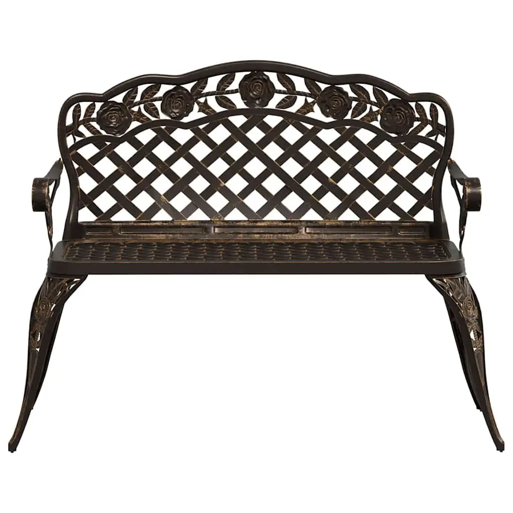 Garden Bench Outdoor Seating 108cm Cast Aluminium Brown