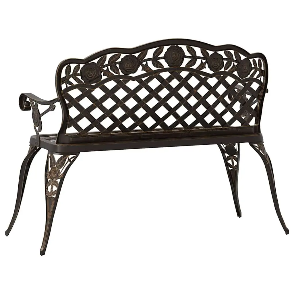 Garden Bench Outdoor Seating 108cm Cast Aluminium Brown