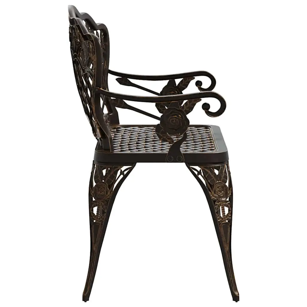 Garden Bench Outdoor Seating 108cm Cast Aluminium Brown