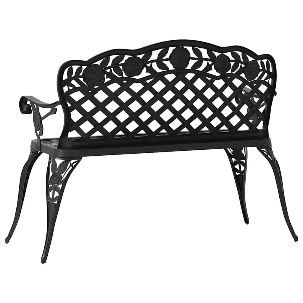 Outdoor Garden Bench 108cm Cast Aluminium Patio Seating Black Ornate Decorative