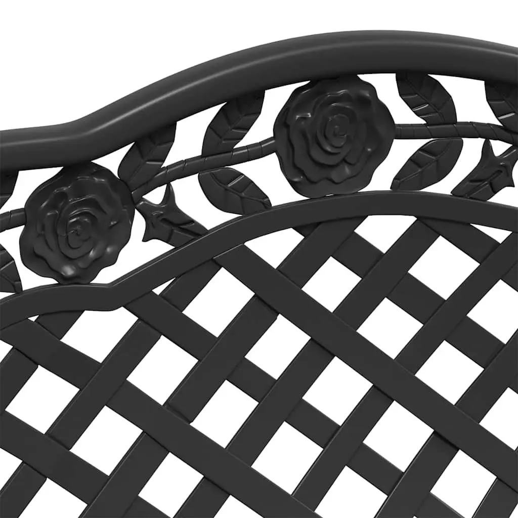Outdoor Garden Bench 108cm Cast Aluminium Patio Seating Black Ornate Decorative
