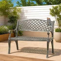 102cm Green Garden Bench - Cast Aluminium & Iron Legs