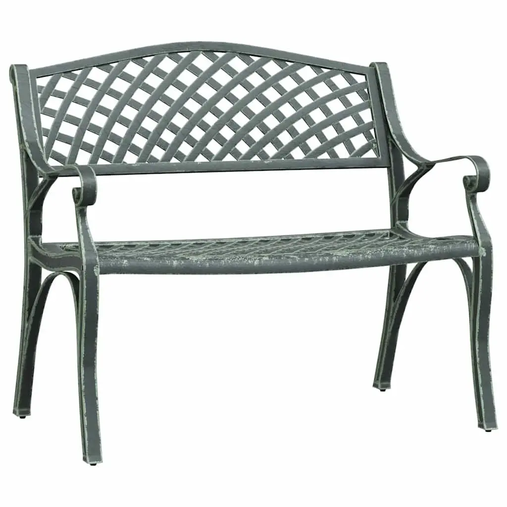 Garden Bench Outdoor Patio 102cm Green Cast Aluminium Weather Resistant