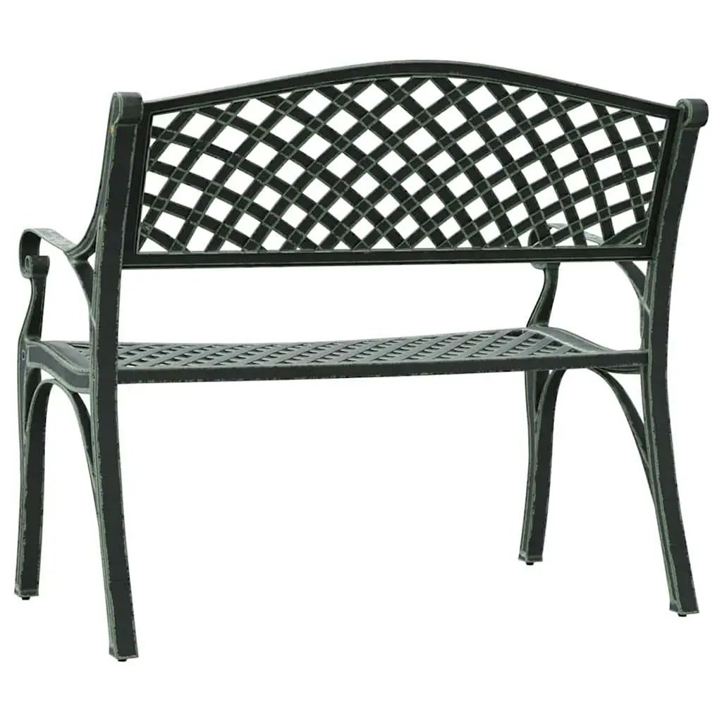 Garden Bench Outdoor Patio 102cm Green Cast Aluminium Weather Resistant