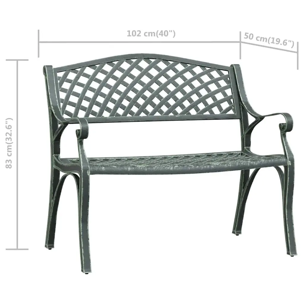 Garden Bench Outdoor Patio 102cm Green Cast Aluminium Weather Resistant
