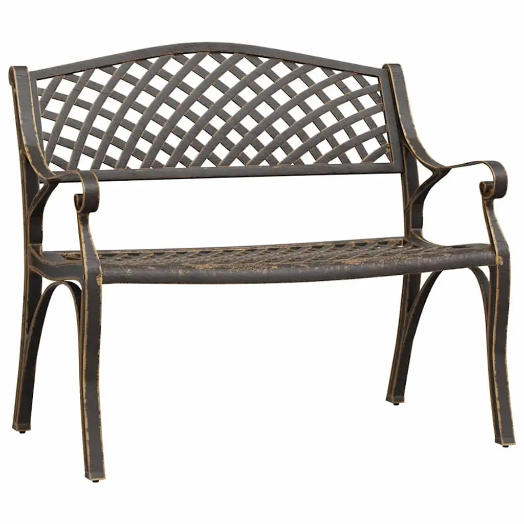 Garden Bench Outdoor Seating 102cm Cast Aluminium Brown