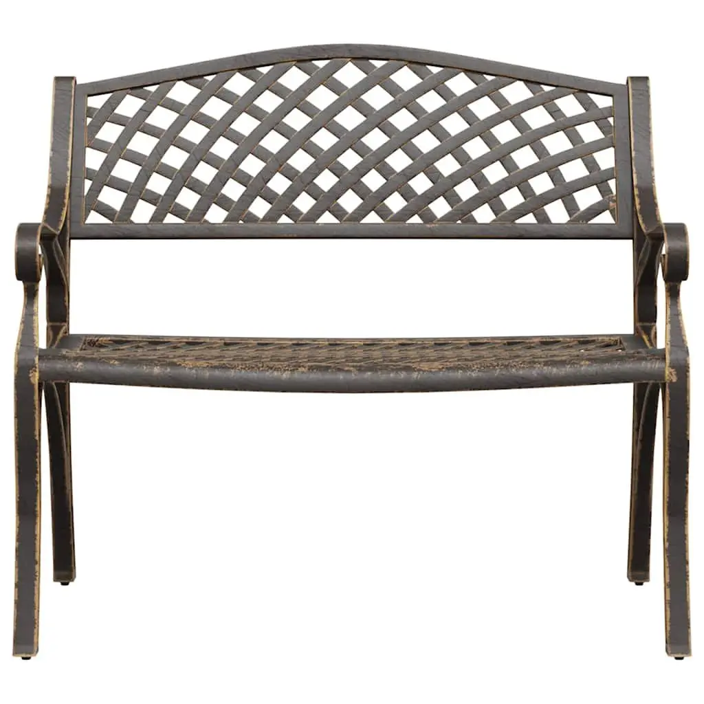 Garden Bench Outdoor Seating 102cm Cast Aluminium Brown