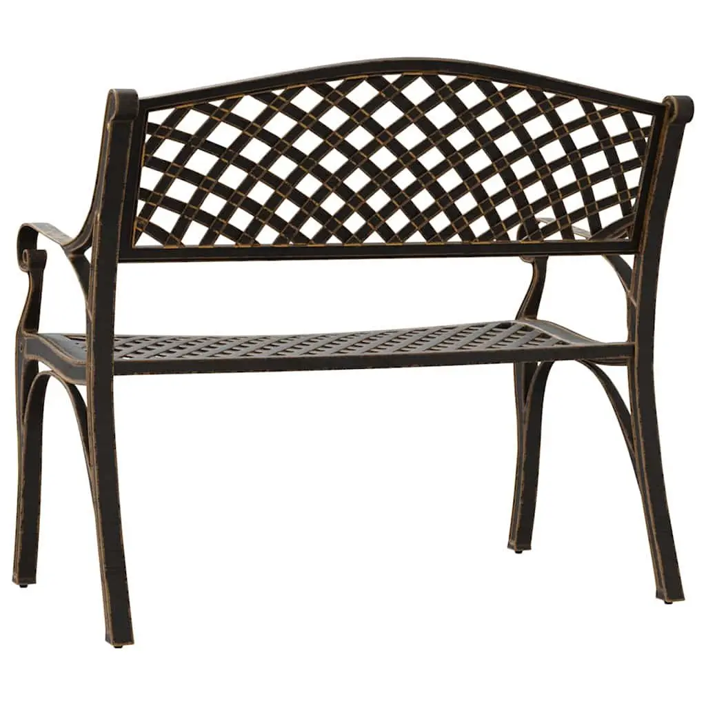 Garden Bench Outdoor Seating 102cm Cast Aluminium Brown