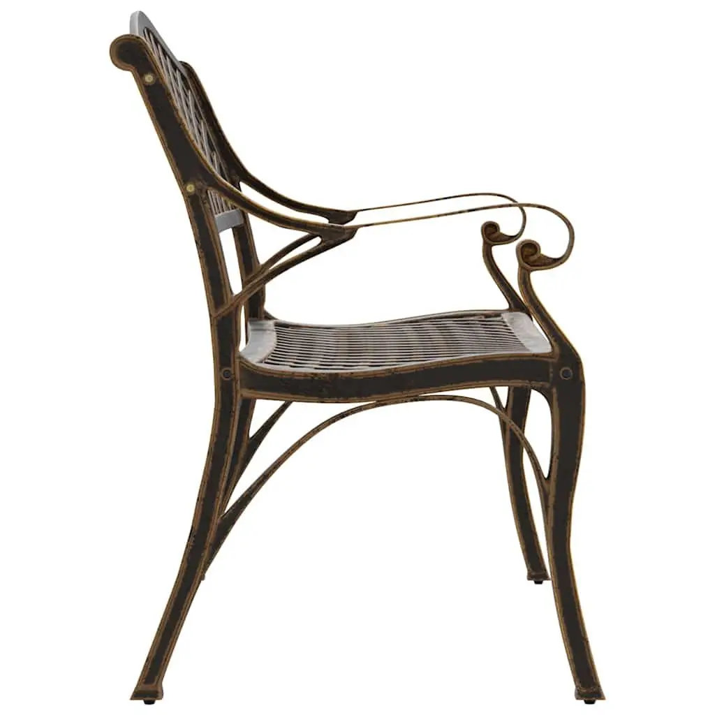 Garden Bench Outdoor Seating 102cm Cast Aluminium Brown