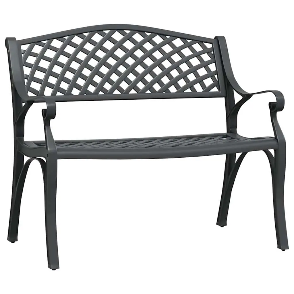 Garden Bench Outdoor Use 102cm Cast Aluminium Black