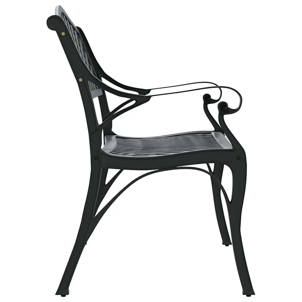 Garden Bench Outdoor Use 102cm Cast Aluminium Black