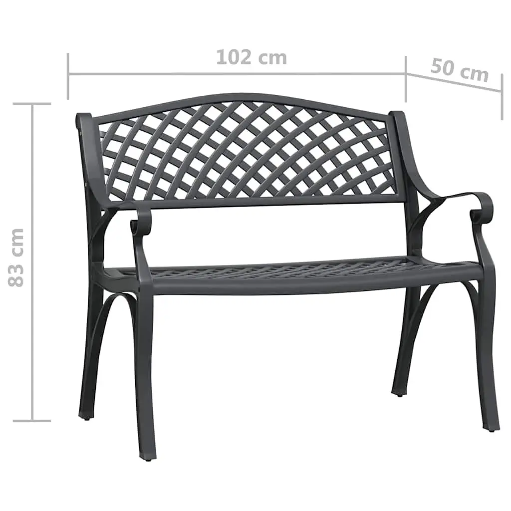 Garden Bench Outdoor Use 102cm Cast Aluminium Black