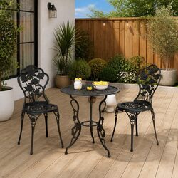 Bistro Chairs Set of 2 - Black Floral Pattern