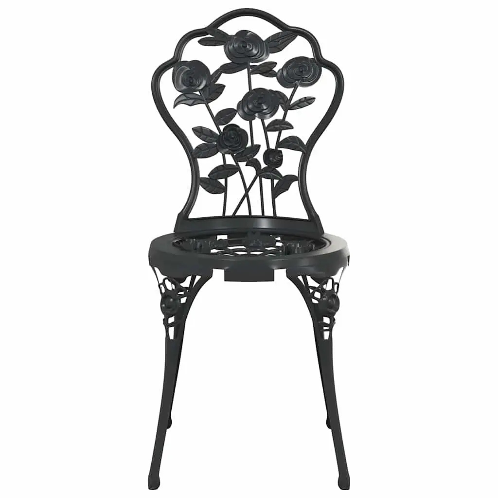 Outdoor Bistro Chairs Set 2 pcs Garden Patio Seating Floral Design Black