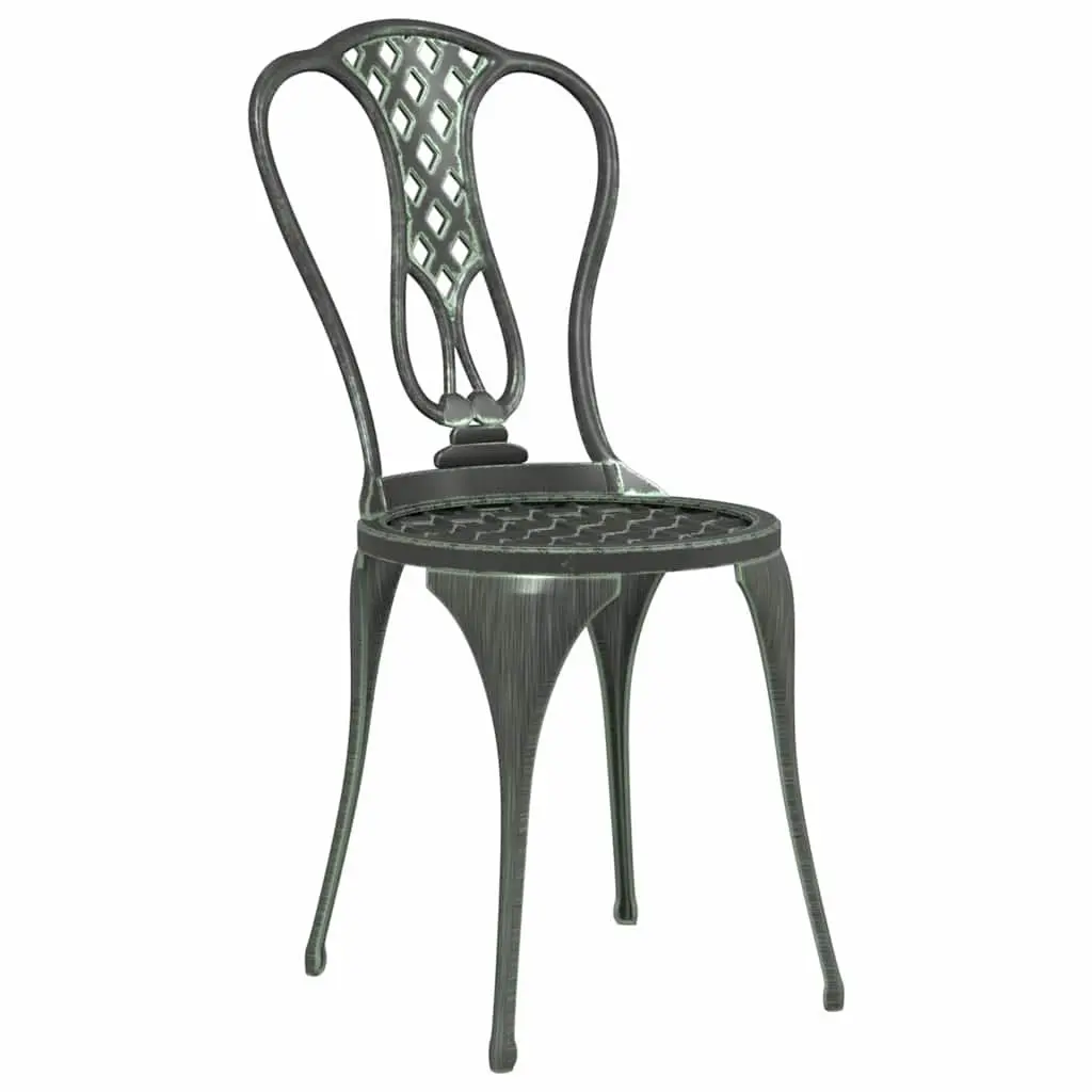 Bistro Set Outdoor Garden Patio Furniture 3 Piece Cast Aluminium Green Floral