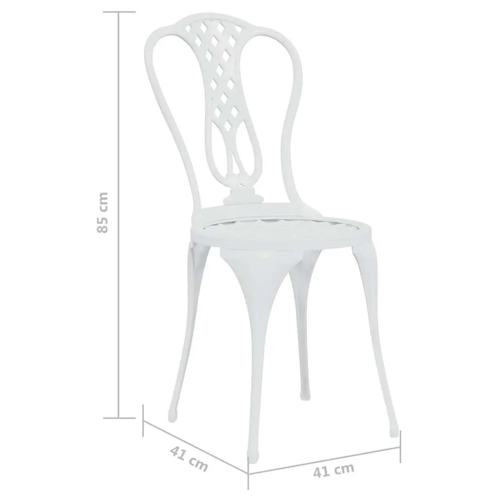 Bistro Set Outdoor Use 3 Piece White Cast Aluminium