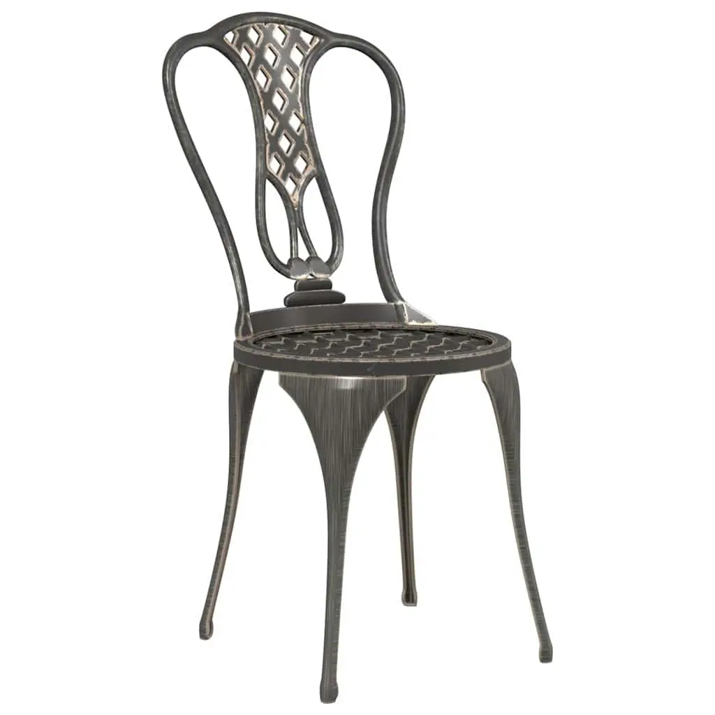 3 Piece Bistro Set Outdoor Garden Patio Furniture Cast Metal Brown Floral Design