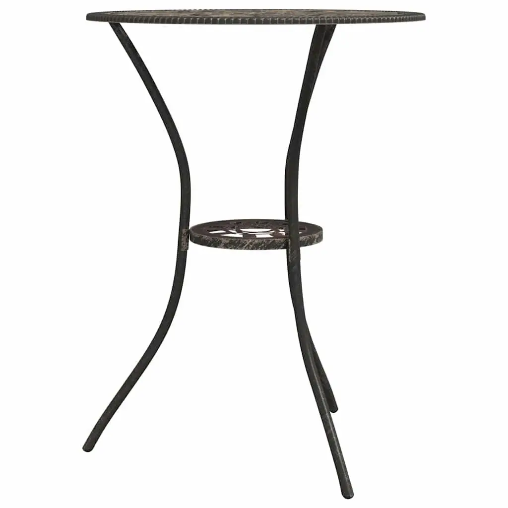 3 Piece Bistro Set Outdoor Garden Patio Furniture Cast Metal Brown Floral Design