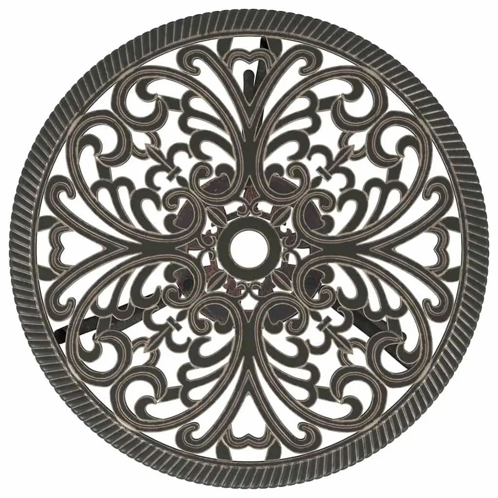 3 Piece Bistro Set Outdoor Garden Patio Furniture Cast Metal Brown Floral Design