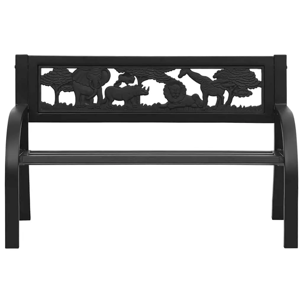 Children Garden Bench 86cm Outdoor Seating Steel Frame Black Backrest
