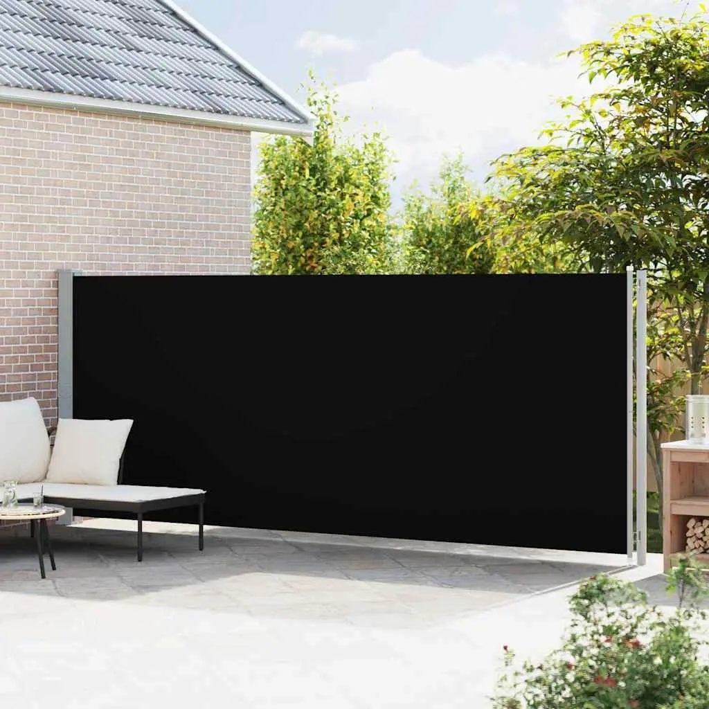 Patio Retractable Side Awning 180x600cm Black Outdoor Garden Shade Screen