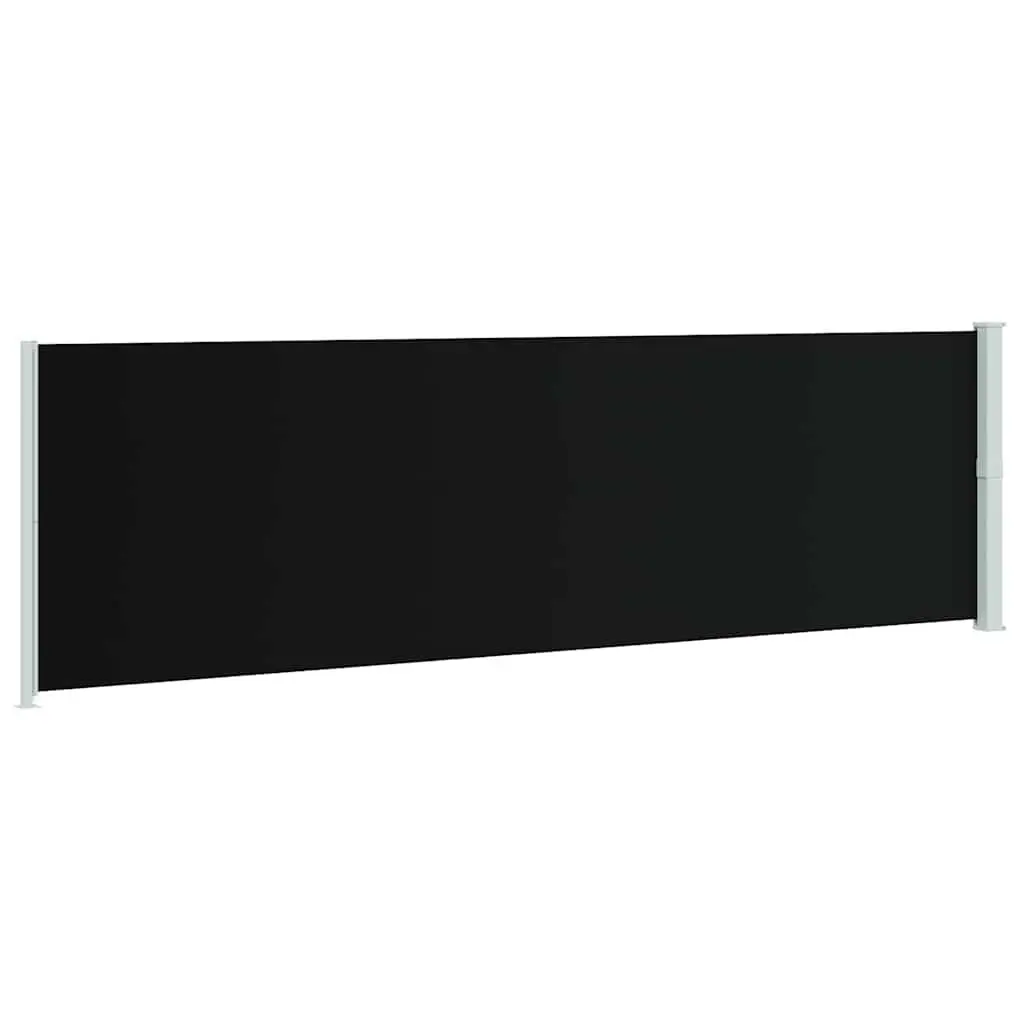 Patio Retractable Side Awning 180x600cm Black Outdoor Garden Shade Screen