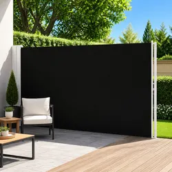 Retractable Side Awning: 220x600cm, Black, Steel Frame