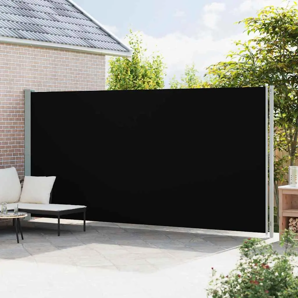 Patio Retractable Side Awning 220x600cm Outdoor Privacy Screen Sunshade Black