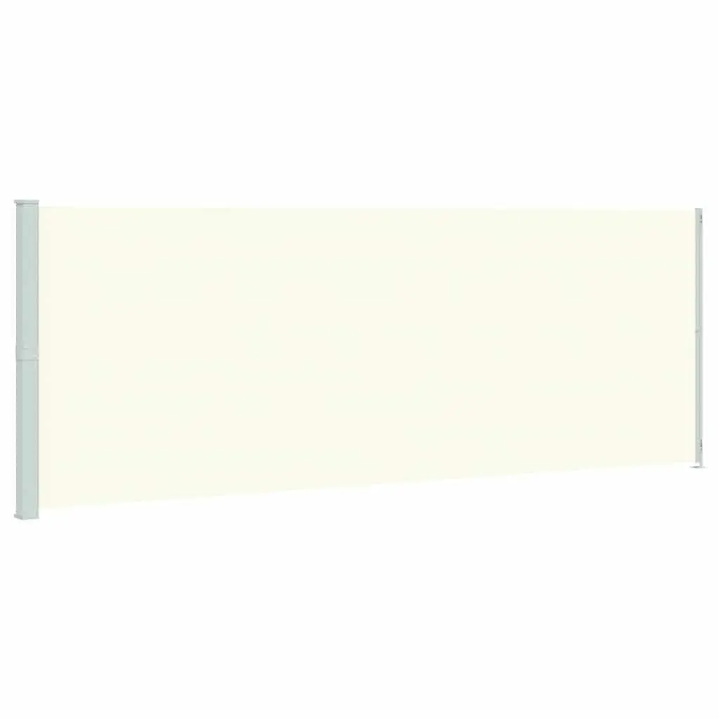 Retractable Side Awning Privacy Screen Cream 220cm x 600cm Outdoor Sunshade for Patio Balcony
