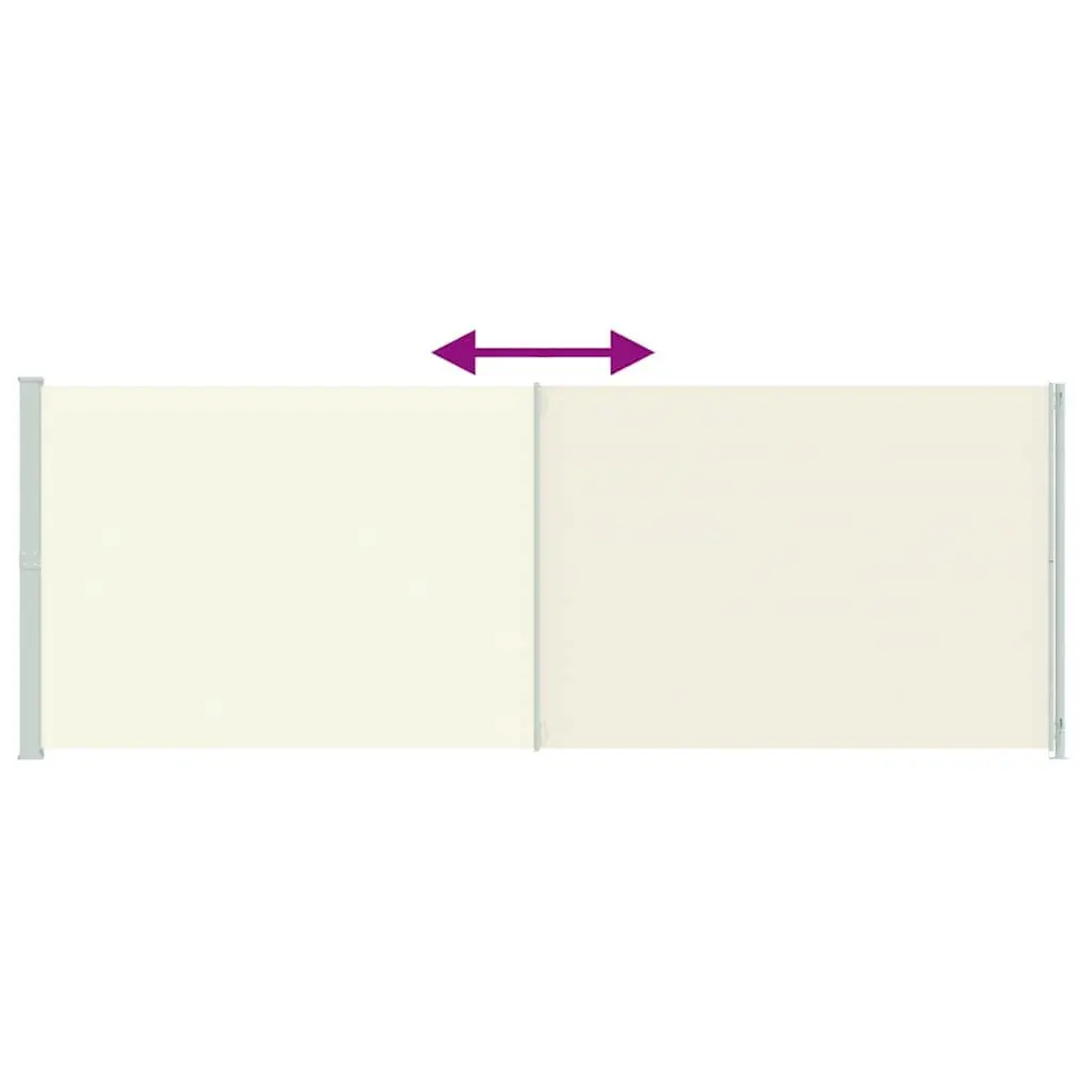 Retractable Side Awning Privacy Screen Cream 220cm x 600cm Outdoor Sunshade for Patio Balcony