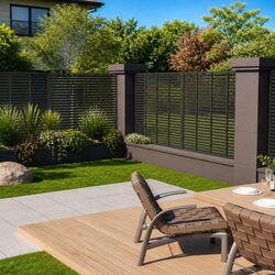 Louver Fence Panel Specifications: 180x180cm Grey WPC Design
