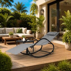 Specifications of Grey Steel Textilene Mesh Rocking Lounger