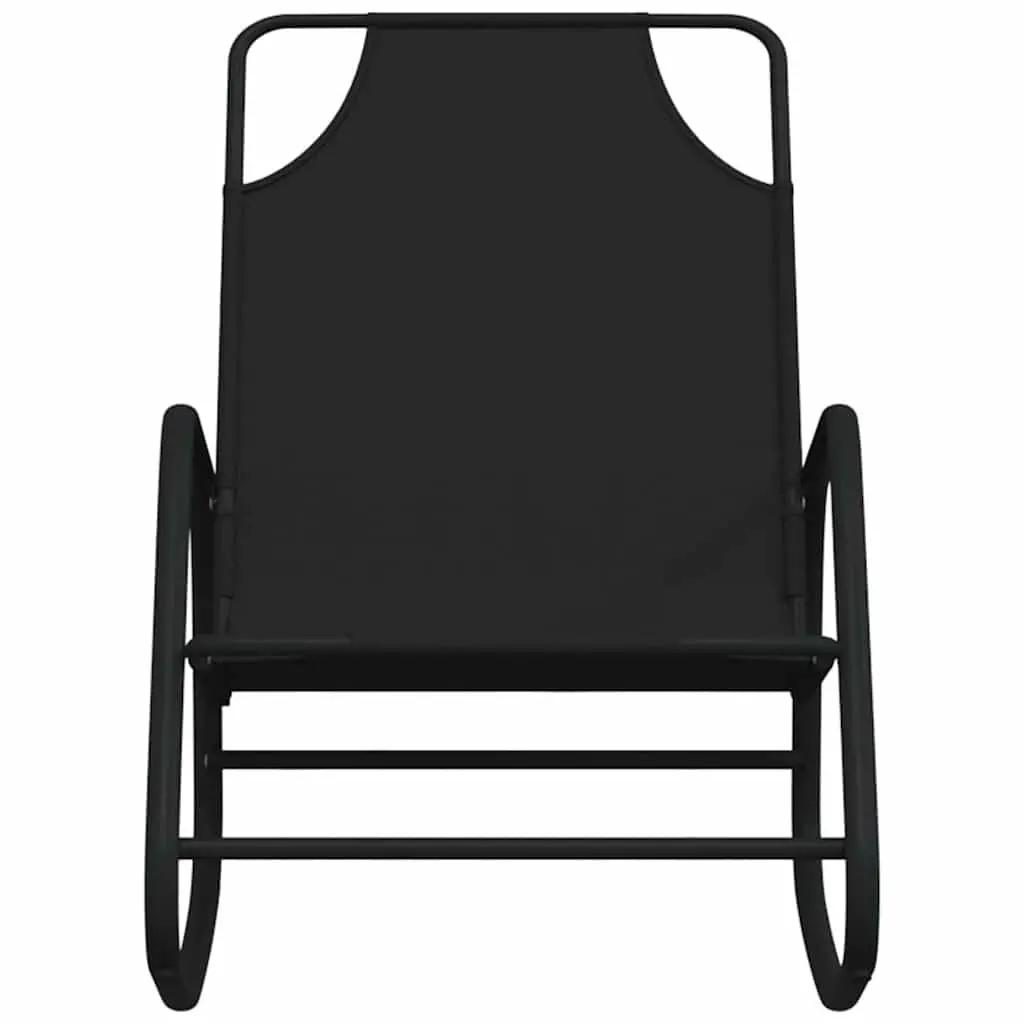 Rocking Sun Lounger Outdoor Garden Black Steel Frame Textilene Mesh