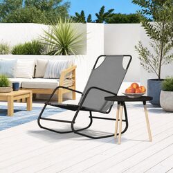 Rocking Sun Lounger Specifications: Grey Steel and Textilene