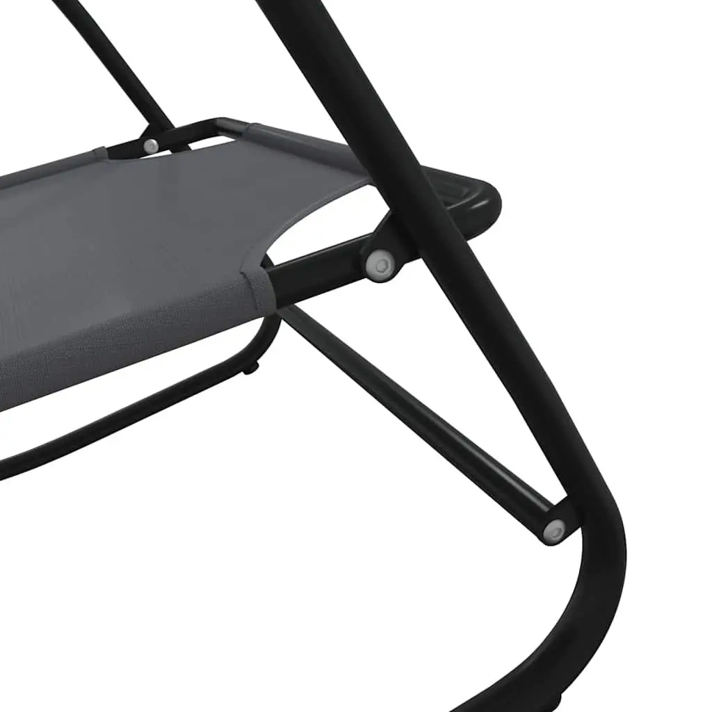 Rocking Sun Lounger Grey Outdoor Lounge Chair Steel Textilene Relaxation Seat