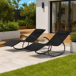Specifications of Black Steel Rocking Sun Lounger Set - 2 pcs